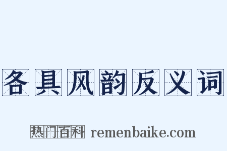 各具风韵反义词是什么意思的图片